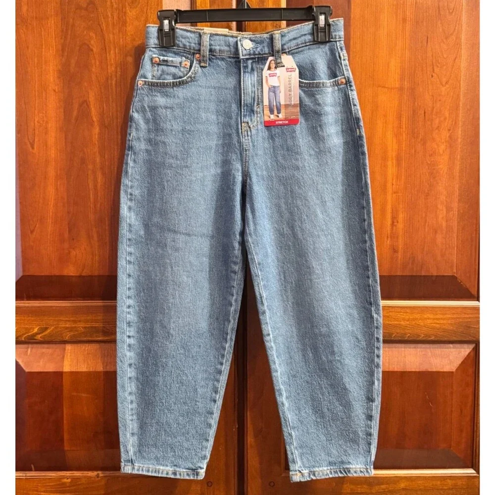 Levi's Girls Baggy Barrel Jeans Size 10 Reg High Rise Stretch 26x21 NWT